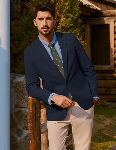 PJ PAUL JONES Men's Casual Sport Coats One Button Slim Fit Blazer Lightweight Notched Lapel Solid Suit Jacket3