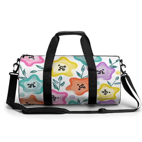 Duffel bag fleurs de couleur sac de sport compact de 45x23x23cm