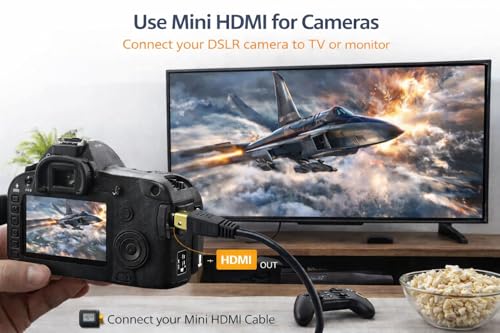 Compatible/Remplacement pour Canon Mini C HD HDMI Câblé plomb HTC-100 pour la plupart EOS + Rebel DSLR/Ixus/Powershot/Elph Caméra numérique et Legria Camcorder V1.4 / Haute vitesse avec Ethernet