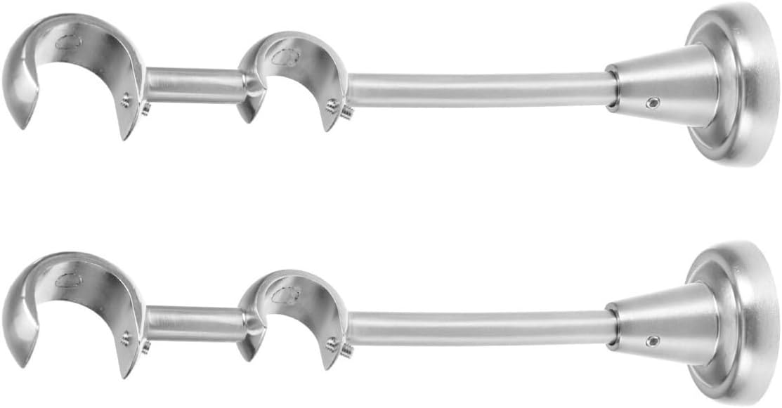 MAGICLULU 2 Pack Iron Curtain Pole Brackets for 20mm/25mm Rods Easy Install Wall-Mounted Double Holder