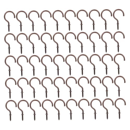 BAZEITFLOW 50 piezas Ganchos de Tornillo para Colgar Techo y Pared Resistentes para Cocina Plantas y Uso Interior y Exterior