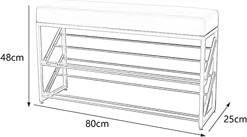 Banc de rangement à chaussures d'entrée à 2 niveaux et étagères en maille - 4