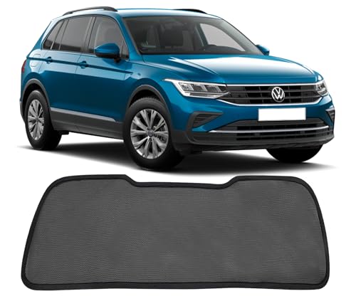 Image of Autofact Dicky Curtain for Volkswagen Tiguan | Custom Fit Rear Windshield Sunshade | Foldable Mesh | Privacy & Cooling Car Accessory | Car Rear Sun Shade UV Block Easy Install Durable Black Mesh