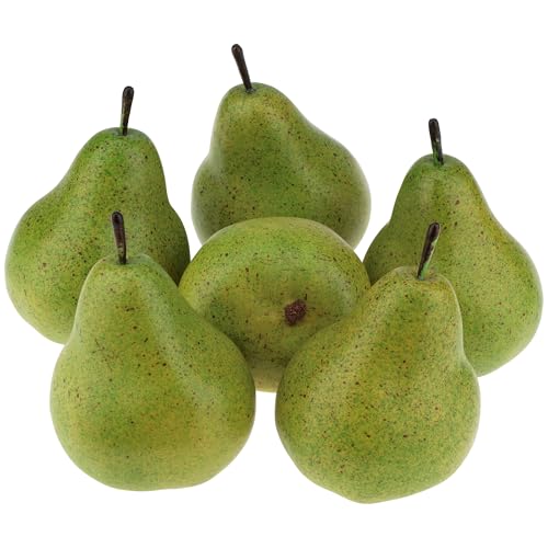 Gresorth 6 Pcs Fake Green Pear Decoration Faux Pears Artificial Fruit