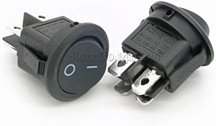 10Pcs 4Pin DPDT ON/Off Rocker Switch 10A 125V 6A 250V AC | 10-Pack, 23mm Round Rocker Switch, 4-Pin DPDT, ON/OFF, 10A/125V AC, 6A/250V AC, 2 Positions.
