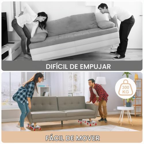 Miniatura 4 de Zencantorous Transportador De Muebles, Ruedas Para Muebles Pesados, Kit Elevadores De Muebles, Ruedas Giratorias De 360 Grados, Para Mover Todo Tipo De Muebles Pesados, Máxima De 300kg