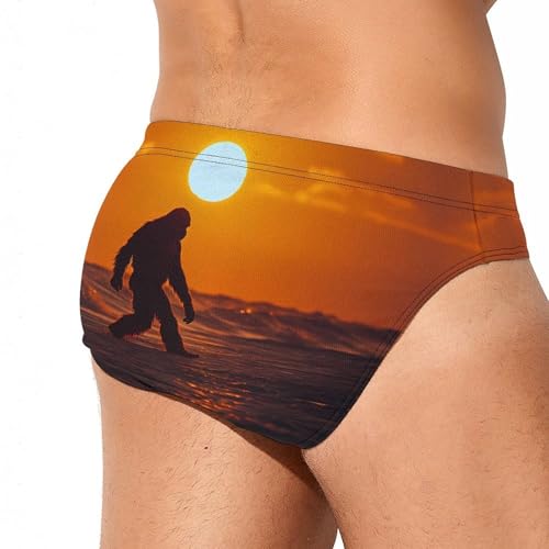 Bigfoot Beach Sunset Mens Swim Briefs Quick Dry Triangle Trunks Swimsuit Swimming Bikini Swimwear3