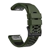 [SQHYWJ] ガーミンウォッチ Fēnixシリーズ用 シリコンウォッチバンド 22mm 26mm GARMIN (ガーミン) Fenix 7X 6X 5X 5 6 ループ スポーツ 時計ベルト 防水性 ガーミン 用 交換バンド（アーミーグリーン＋ブラック 22mm）
