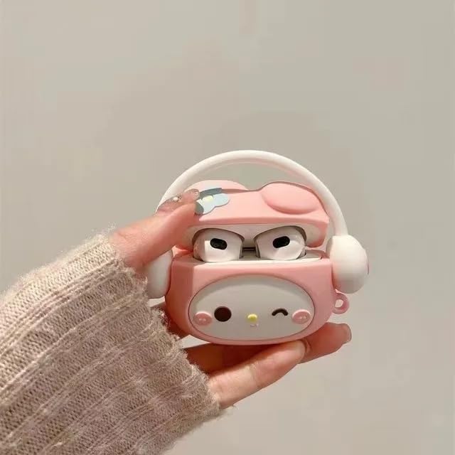 Image of New Cute Soft Silicone Case Compatible with Apple AirPods 4 Generation (2024) Full 360 Protection Dust-Proof Shockproof Case Cover with Hook (Cover Only) (Melody)