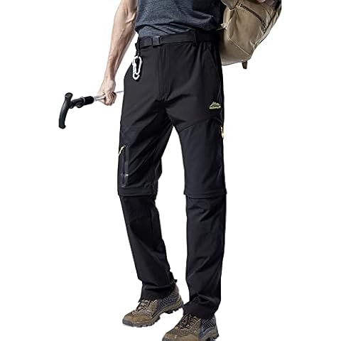 Mens Convertible Hiking Pants, Quick Dry Outdoor Cargo Lightweight Stretch Tactical Pants for Fishing Golf Travel, Black, Medium Cover