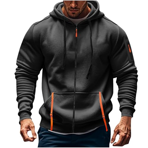 Tactical Zip Up Hoodies for Men Plus Size Cargo Athletic Big And Tall Hoodies Classic Fleece Hooded Jacket Sweatshirt