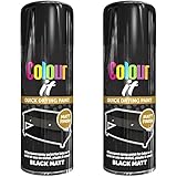 Paint Factory All Purpose Black Spray Paint Pack 2 (400ml Each) - Matt Finish Interior and Exterior Spray Paint for Metal, Plastic, and Wood (Black, Pack 2)