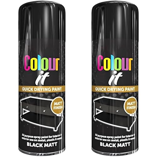 Paint Factory All Purpose Black Spray Paint Pack 2 (400ml Each) - Matt Finish Interior and Exterior Spray Paint for Metal Plastic and Wood (Black Pack 2)