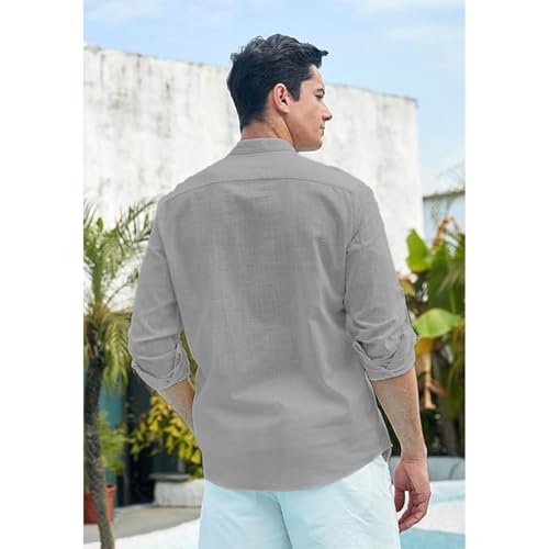 Image of Vida Loca Men Full Sleeve Solid Cotton Blend Straight Slim Fit Kurta Shirt for Men's.