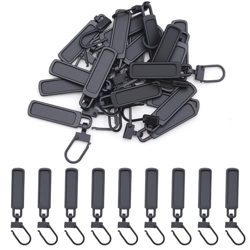 ATTEEFI 20 Piezas Tirador Cremallera Negro, Metal Cremalleras de Repuesto Tirador, Reutilizable Kit Reparación Cremalleras, para Ropa, Pantalones y Mochilas