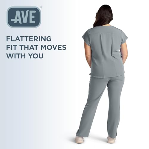 Image of AVE. Varick Women's Scrub Pants, Elastic Waistband, 4-Way Stretch Fabric, Wrinkle- and Fade-Resistant, Machine Washable Scrubs, For Nurses & Medical Professionals, (L Petite, Gray)