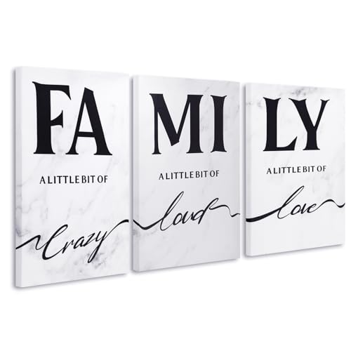LIIGEMI Family Wall Decor Set of 3,Canvas Wall Art,Family Prints Signs Framed, Retro Artwork Decoration for Bedroom, Living Room, Home Wall Decor(11.8 x15.8 inch)