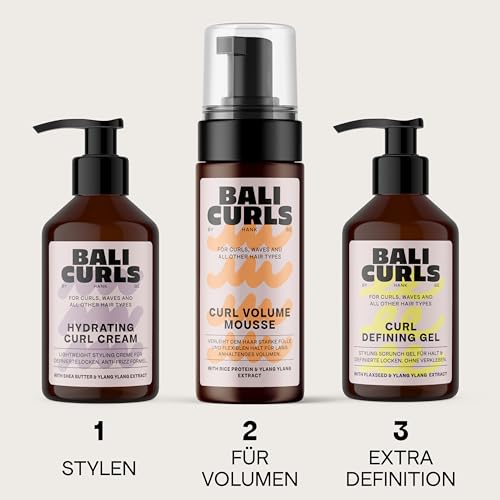 BALI CURLS Hydrating Curl Cream – Feuchtigkeitsspendende Lockencreme Sheabutter, Kokosöl & Ylang-Ylang – Locken Creme für geschmeidige & definierte Curls – Vegane Lockenpflege für Naturlocken – 150ml