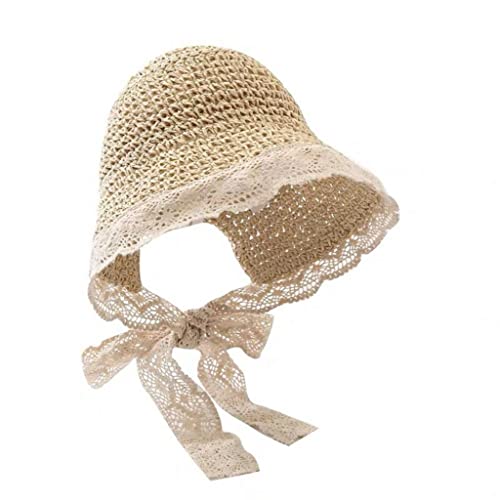 CPYGMXI 's Straw Hats Sun Hat Lace All-Match Breathable Straw Fisherman Hats for Outdoor Travel Sunshade Hat