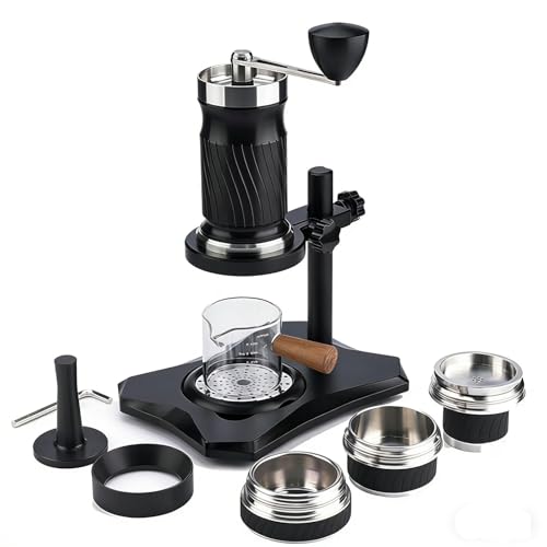 Genérico Juego de máquina de café con manivela, máquina de café expreso manual, máquina de café expreso portátil de presión variable, con caja de almacenamiento, capacidad del tanque de agua