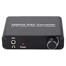 Digital Audio Decoder 5.1 HD with Volume Adjustment, Supports DTS/AC-3, Optical Coaxial Toslink Analog Converter for Network Player, HDTV, DVD