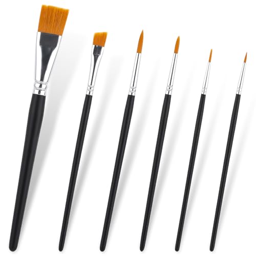 ElevateTech Juego de 6 pinceles de pintura facial, pinceles de artista para pintura corporal y facial, pinceles profesionales de nailon para pintura acrílica, acuarela, óleo, gouache, carnaval,
