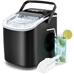PALINTH Ice Maker Machine Countertop, 2 Sizes of Bullet Ice Machine, Self-Cleaning Ice Cube Maker with Portable Handle, 9 Ice Cubes in 6-8 Mins Ice Machines for Home/Kitchen/Office/Bar (Black)