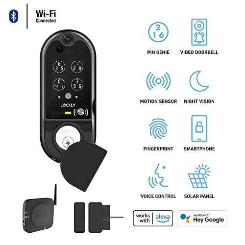 Lockly Vision Elite - WiFi Video Smart Lock with Night Vision Camera, Motion Sensor, Biometric Fingerprint, Voice Control, App Remote Control, Doorbell, Solar Panel, Digital Keypad, Matte Black thumbnail 8