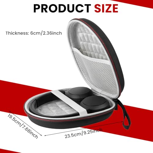Image of ZORBES Headphone Travel Case Storage Bag for Sony CH520 /Soundcore Q20i, for JBL Tune 720BT /510BT, EVA Hard Shell Zipper Travel Case, Anti-scratch Carry Case with Elastic Band & Mesh Pocket, 19.5x23cm