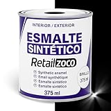 TECHZOCO Esmalte Sintético, Pintura Esmalte, synthetic enamel, Uso en maderas y metales, Apto para interior/Exterior, Contiene 375 ml, Color Negro Brillo