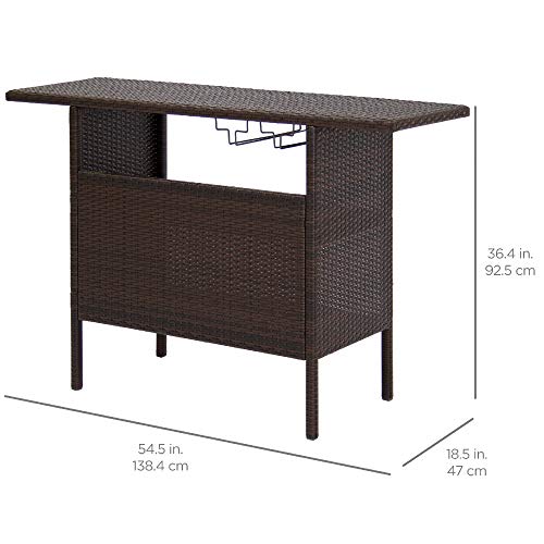Best Choice Products SKY3280 Outdoor Patio Wicker Bar Counter Table Backyard Furniture W/ 2 Steel Shelves And 2 Sets Of Rails thumb #1