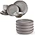 Famiware Venus Dinnerware Sets and Mercury Pasta Bowls Set of 4, 16 Pieces Plates and Bowls Sets, Microwave and Dishwasher Safe, Dark Gray