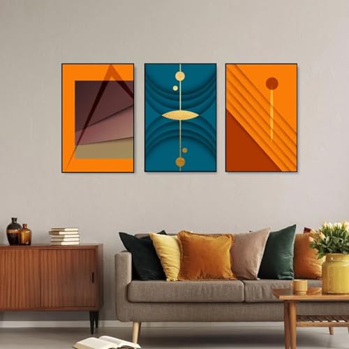 Toile murale abstraite zébrée TONGYINLI triptyque salon 70x90 cm