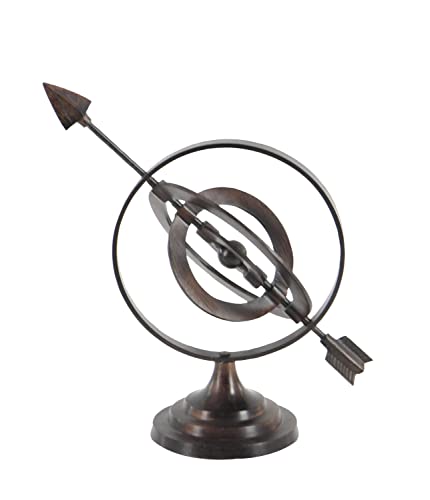 Deco 79 Aluminum Compass Armillary Globe, 12" X 6" X 13", Brown #TOP7