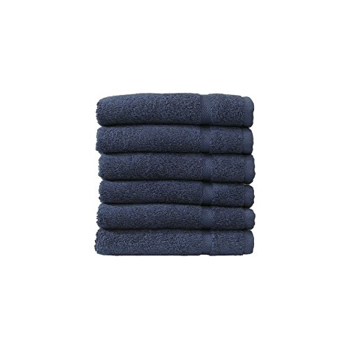 Linum Home Textiles 100% Turkish Cotton Denzi Washcloths, Set of 6, Dark Blue