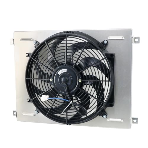 Aluminum Radiator Shroud+Fan for Ford Mustang 1967-70/For Ford Falcon 66-70/ Fairlane 1963-69/Torino L6 V8 Engines 1968-69/Mercury Cougar Radiator Electric Fan+Shroud+Relay