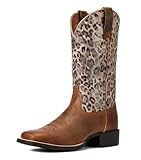Ariat Botas de punta cuadrada de leopardo del oeste para mujer, 42 EU