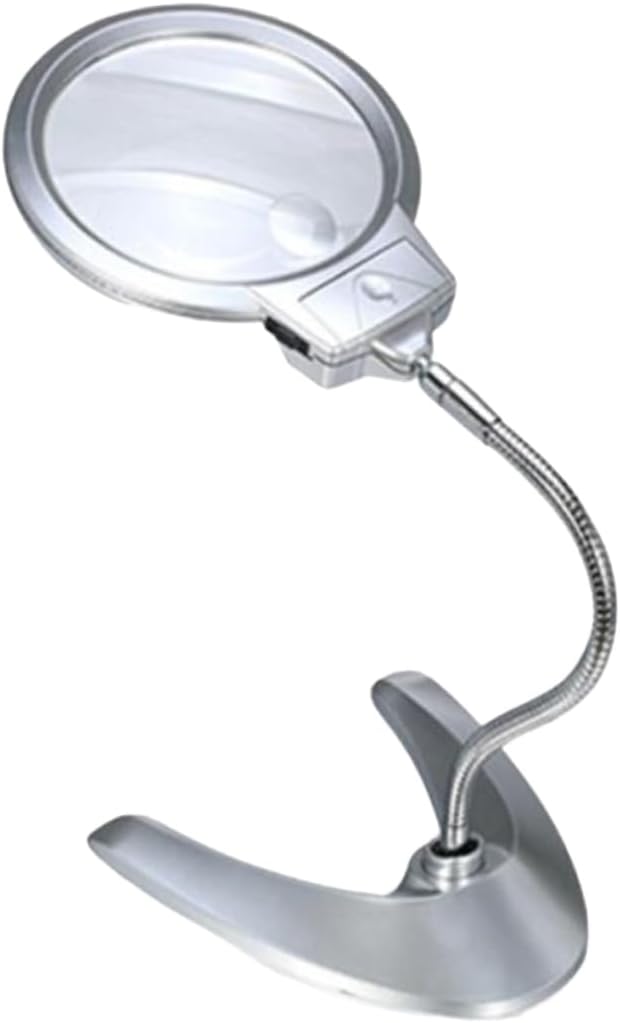 TEHAUX LED Magnifying Glass with Adjustable Metal Hose Stand Magnifier LED Lamp for Close Work Crafting Reading Desk Light Battery Not Included