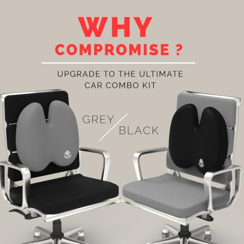 Image of MRRON Car Seat Memory Foam Back Support and Siting Cushion Ergonomic Adjust Sitting Position Relief Pain for Car or Office Chair (Grey, Backpro)