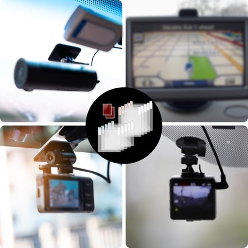 10stk Dashcam Elektrostatische Folie mit 2stk Doppelseitigen Klebepads, Klare Elektrostatische Aufkleber Rückstandsfreie Auto Schutzfolie für Windschutzscheibe Dashcam Installation