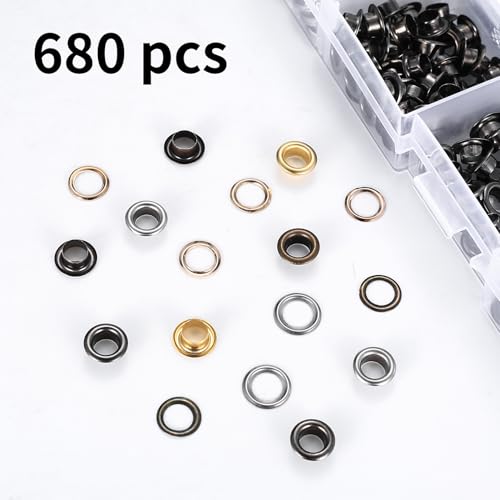 Miniatura 3 de Ojales Metalicos, 680 Set 5mm Ojales Para Lonas, Kit De Ojetes Metalicos Acero Inox, Alicates Ojales Para Tela, Cuero, Cortinas, Zapatos, Manualidades Con 3 Kit De Herramientas Para Ojales De Metal