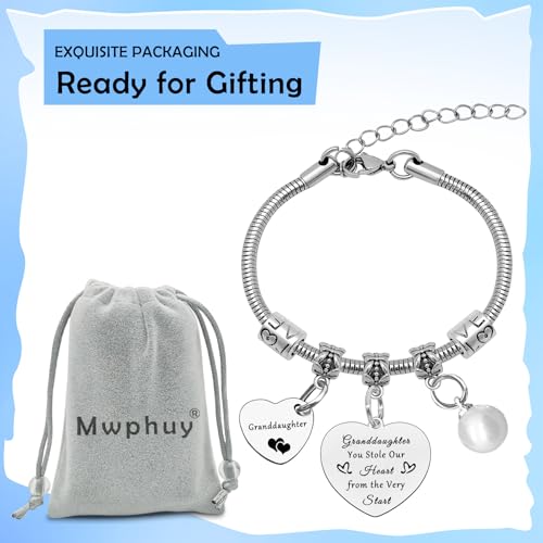 Image of Mwphuy Grandma Bracelet Gifts from Grandparents Family Jewelry Christmas Birthday Gift You Stole Our Heart from The Very Start Gift