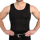 CCW Tactical Concealed Carry Holster Tank Top | Secure Hook & Loop Pocket with Large Storage | All Season Moisture Wicking Compression Shirt | Mens Tank Top, Black XXL