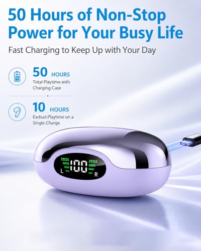 Image of Boytond Ultra Open Ear Earbuds - Comfortable Clip-On Bone Conduction Earbuds, Over-The-Ear Open Headphones with Waterproof Build for Running, Gym Workouts, and Outdoor Sports, Aurora Purple