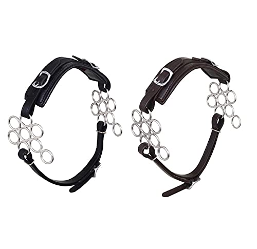 Lift Sports Brown/Black Hackamore Bitless Horse Bit Flower Adjustable Original Leather Bridle Western English (Brown)