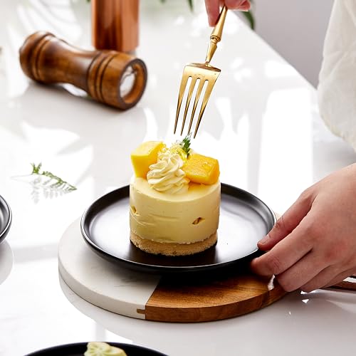 Swuut 6 Inch Matte Ceramic Side Plates Set of 4, Small Black Plates, Multi‑Purpose Snack Cake Dessert Bread Butter Plates, Microwave Safe, for Tapas, Charcuterie, Side Dishes, Holiday Serving - Image 5