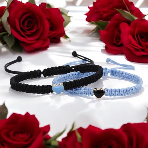 Set of 2 Colorful Heart Beaded Matching Bracelets for Couples and Friendships | Adjustable Couple Bracelets set | Friendships Bracelets set | Couples Gift for Anniversary | Best Friend Bracelets | Gift for Boyfriend Girlfriend | Valentines Gifts | Long Distance Bracelets for Partners4