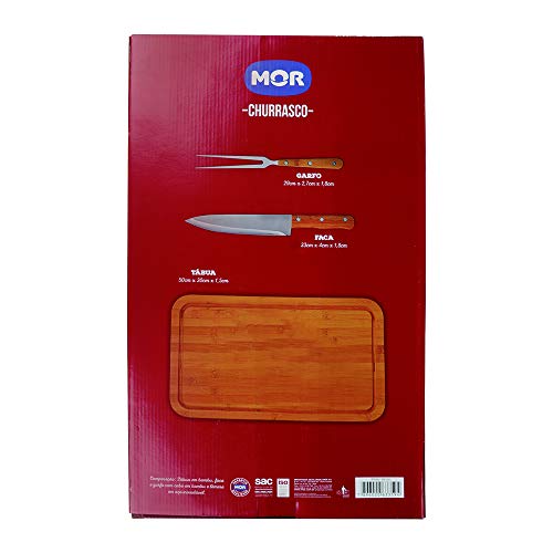 Mor - Conjunto Churrasco Bamboo Tábua Retangular 30Cm X 50Cm