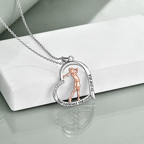 Yfn Golf Necklace Gifts Sterling Silver Golf Club Ball Pendant Necklace Golf Jewelry For Women Girls Golfer Lovers #TOP2