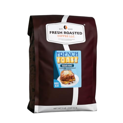 Fresh Roasted Coffee, French Toast Flavored Whole Bean Coffee, Medium Roast, Kosher, 5 lb (80 oz)